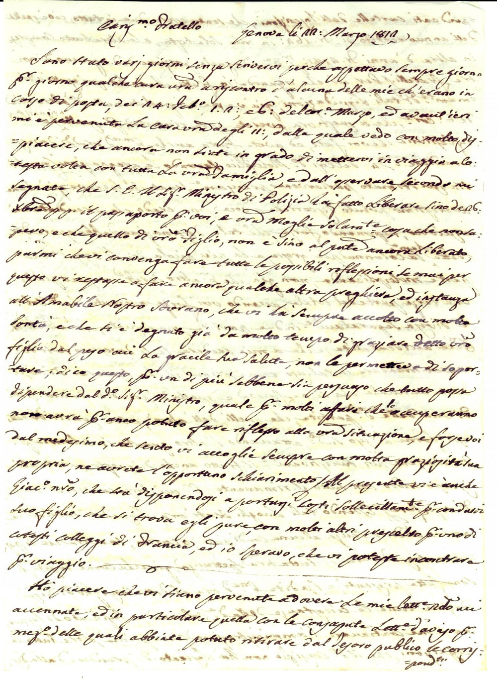 Manoscritto, lettera originale 1812 GENOVA Precaria salute marchese Agostino ADORNO Autografo Pasquale ADORNO 1