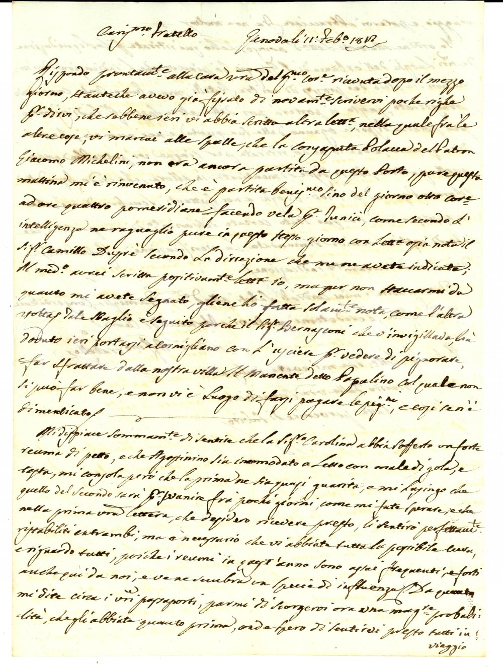 Manoscritto, lettera originale 1812 GENOVA Marchese Pasquale ADORNO pignora e sfratta affittuario PAPALINO 1