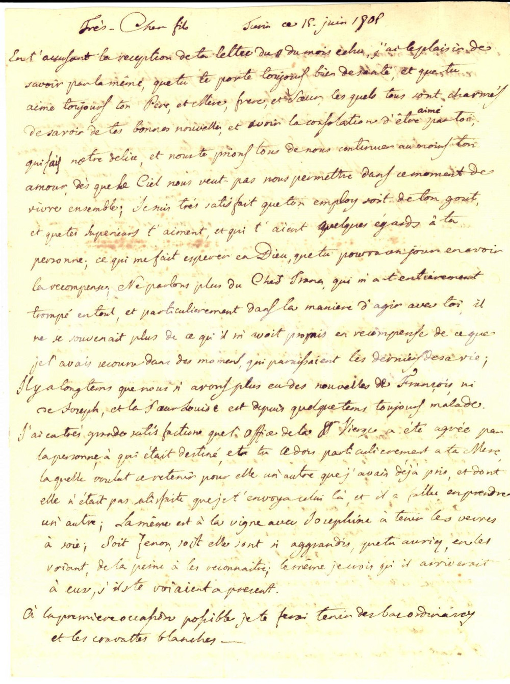 Documento originale, autentico 1808 TORINO Giovanni QUAGLIA Qui non si fa nÃ© la pace nÃ© la guerra AUTOGRAFO 1