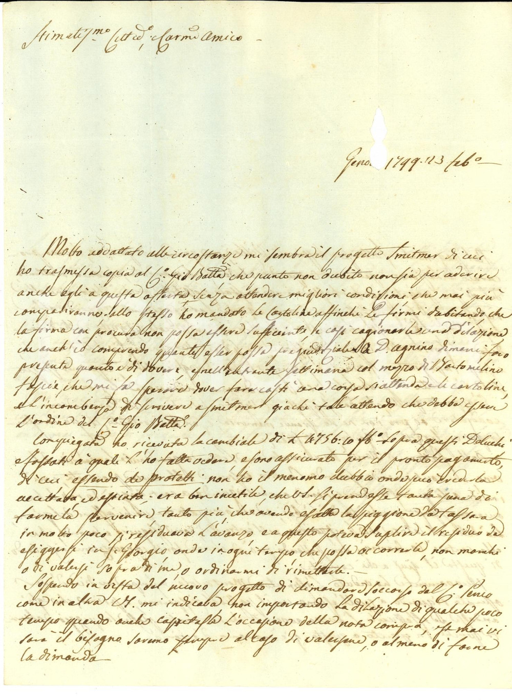 Documento originale, autentico 1799 GENOVA Alessandro SOLARI acquista villa piccola di prezzo grande Lettera 1