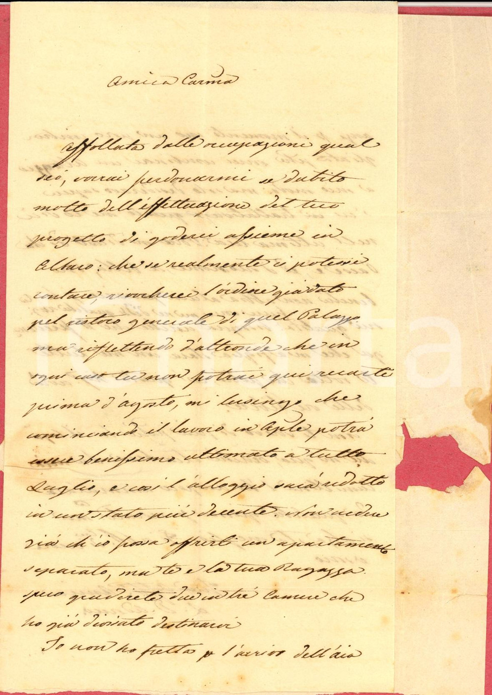 Documento originale, autentico 1840 ca GENOVA Marchesa Laura DONGHI ADORNO all amica Maria TORRE CALCAMUGGI 1