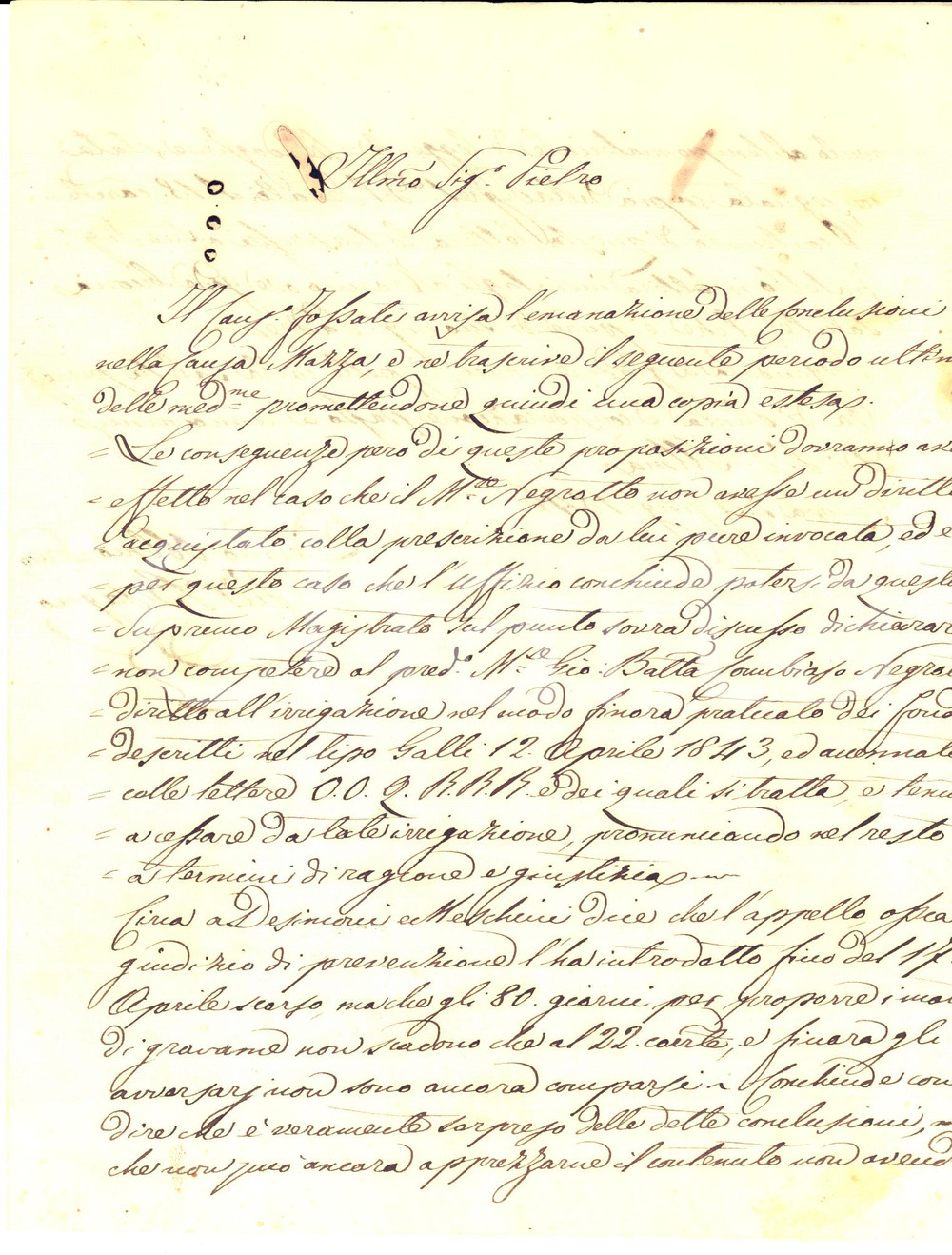 Documento originale, autentico 1846 GENOVA Vittorio BISAGNO su diritti irrigazione marchesi NEGROTTO CAMBIASO 1