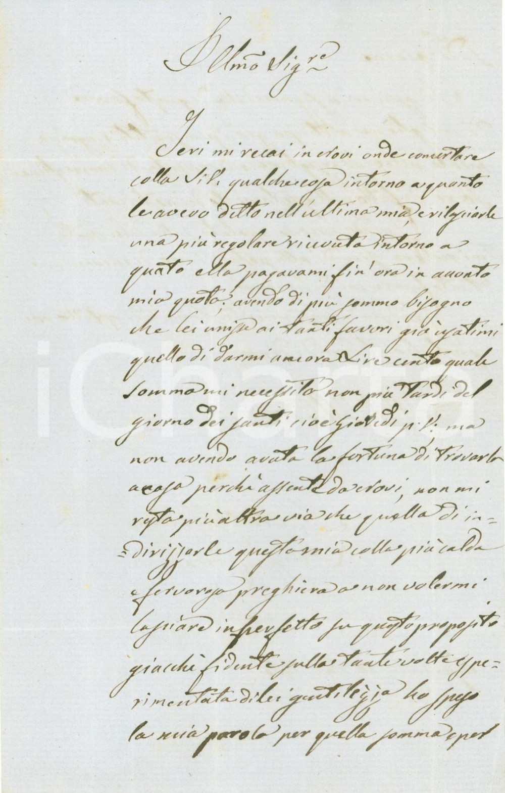 Documento originale, autentico 1860 ALESSANDRIA Luigi NICORA ha urgente bisogno di denaro per gli studi Lettera 1