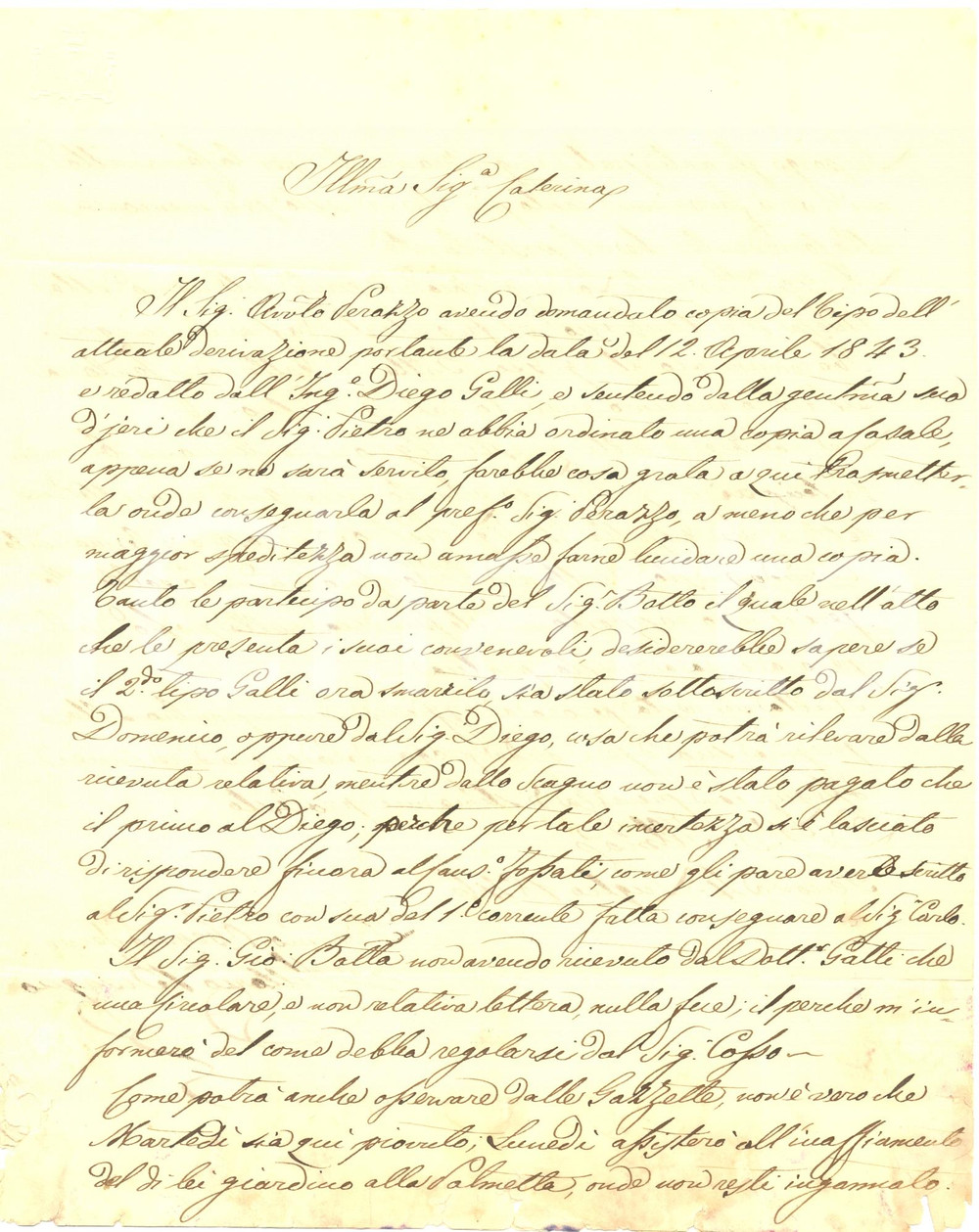 Documento originale, autentico 1846 GENOVA Vittorio BISAGNO cura piante marchesa Caterina NEGROTTO CAMBIASO 1