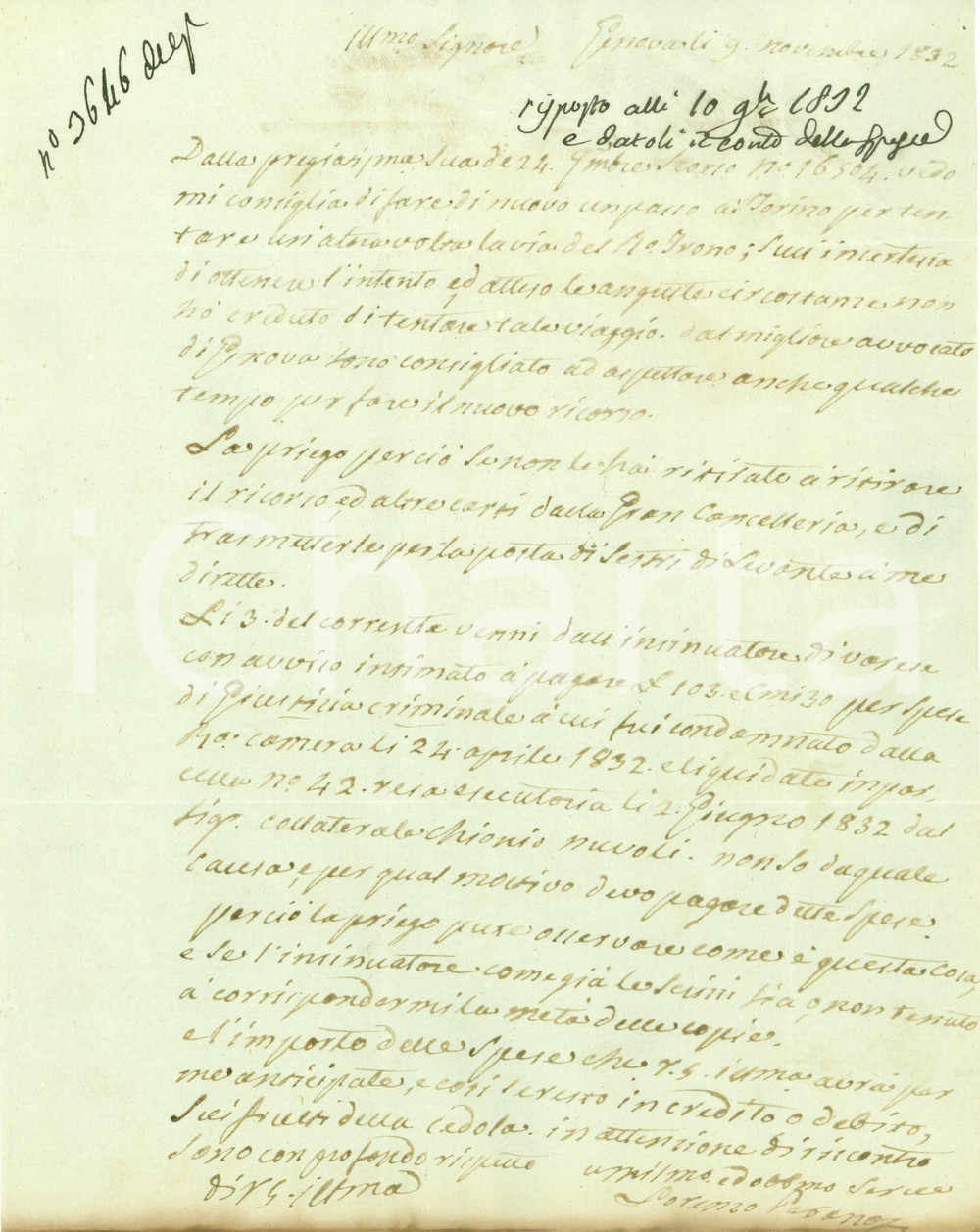 Documento originale, autentico 1832 GENOVA Lorenzo PAGANO condannato da Giustizia Criminale senza spiegazioni 1