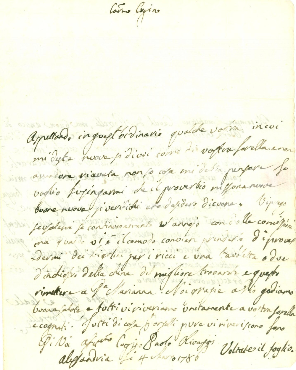 Documento originale, autentico 1786 ALESSANDRIA Cavalier DE PORCELLI cerca ereditiera, basta che sia viva 1