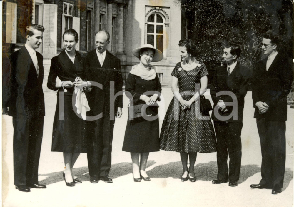 Fotografia d epoca originale 1958 LAEKEN Principe TAKAMATSU GIAPPONE ospite di Alberto Baldovino BELGIO Foto 1