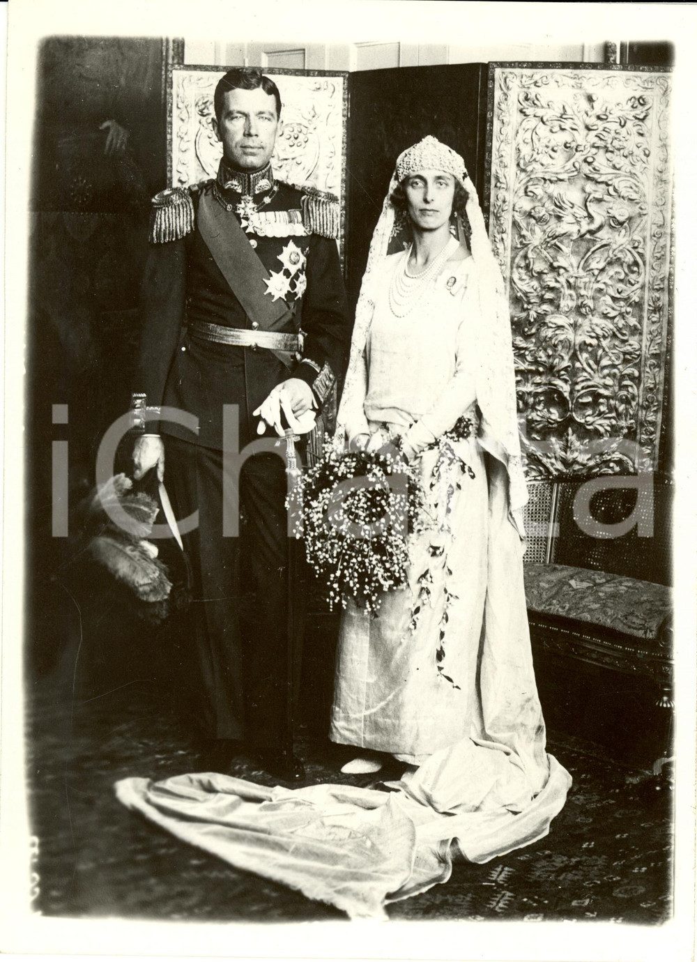 Fotografia d epoca originale 1923 SVEZIA Principe Gustavo Adolfo sposa Luisa MOUNTBATTEN Fotografia 1