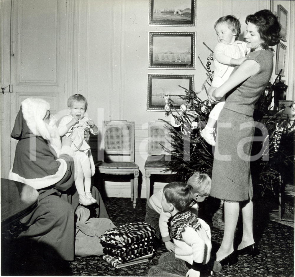Fotografia d epoca originale 1950 ca USA? Linda CHRISTIAN trascorre il Natale in famiglia Fotografia 1