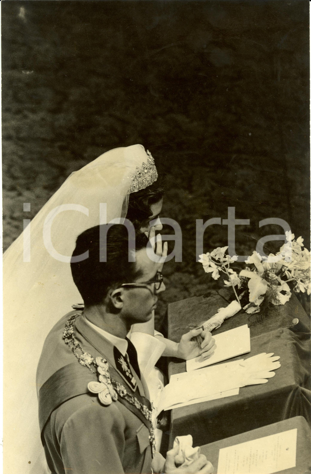 Fotografia d epoca originale 1960 BRUXELLES Re BALDOVINO e regina Fabiola sposi  Cerimonia Foto 4 1