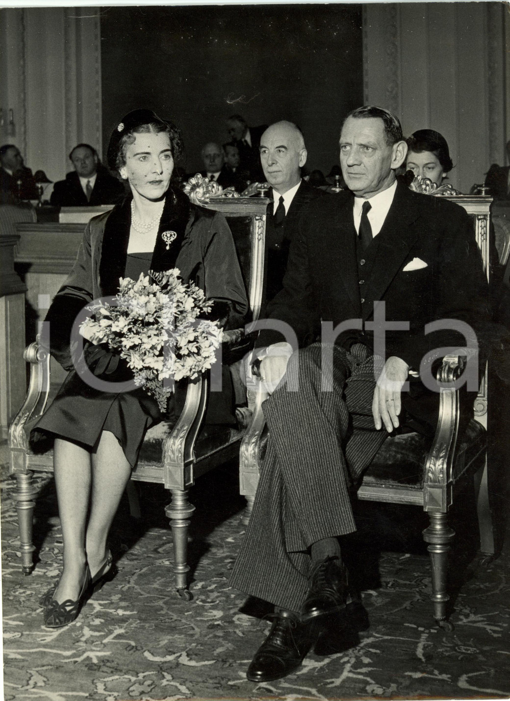 Fotografia d epoca originale 1953 COPENHAGEN Danimarca Re Federico IX Ingrid SVEZIA Northern Council Photo 1
