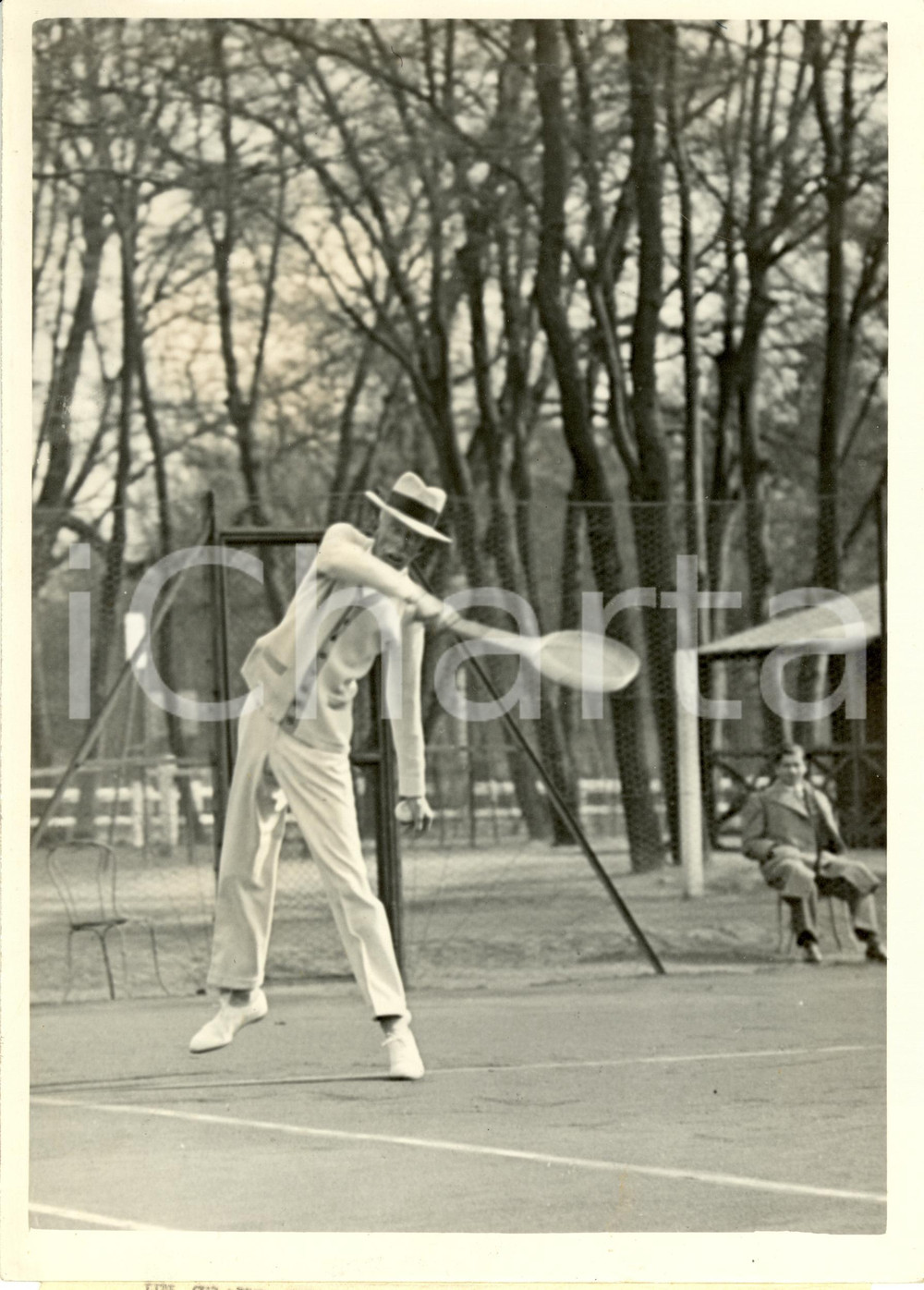 Fotografia d epoca originale 1934 PARIS Gustavo V di SVEZIA gioca a tennis al parco di PRECATELAN Foto 2 1