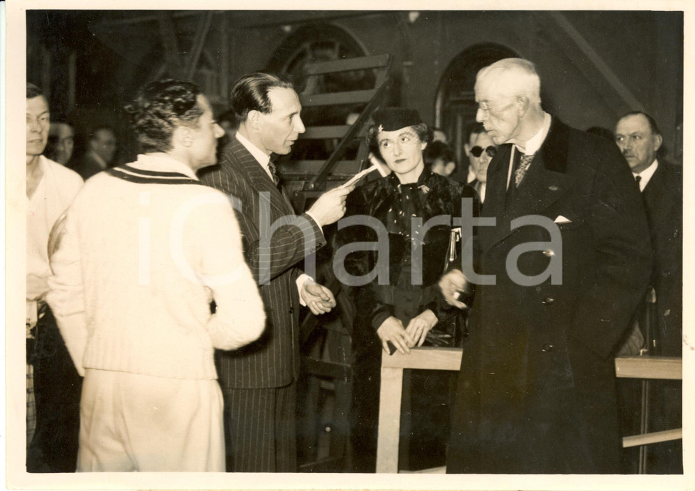 Fotografia d epoca originale 1937 PARIS F Gustave V de SUEDE Paul FERET Jean Robert BOROTRA Photograph 1