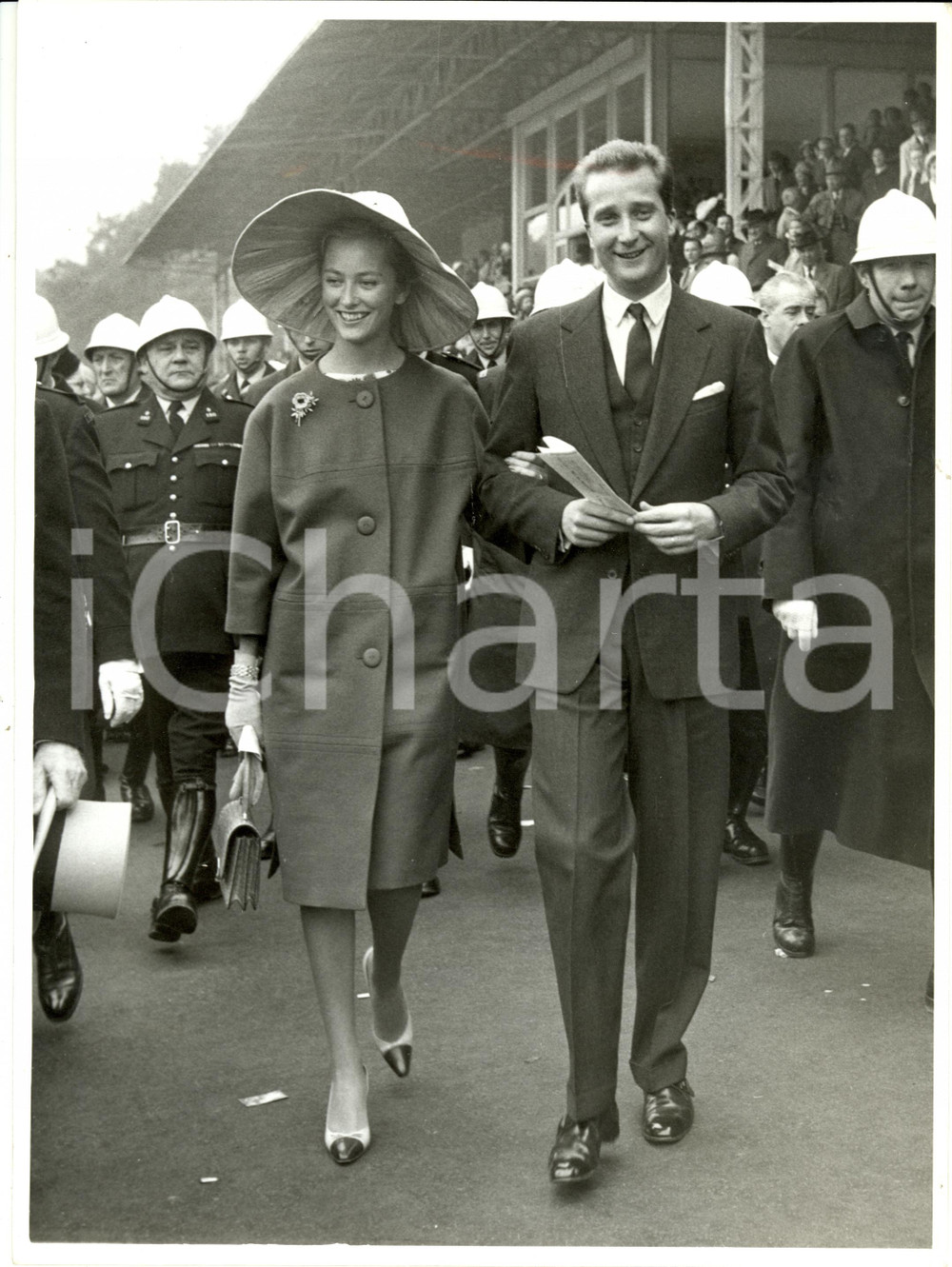Fotografia d epoca originale 1961 WATERMAELBOITSFORT B Principi Paola e Alberto all ippodromo Fotografia 1