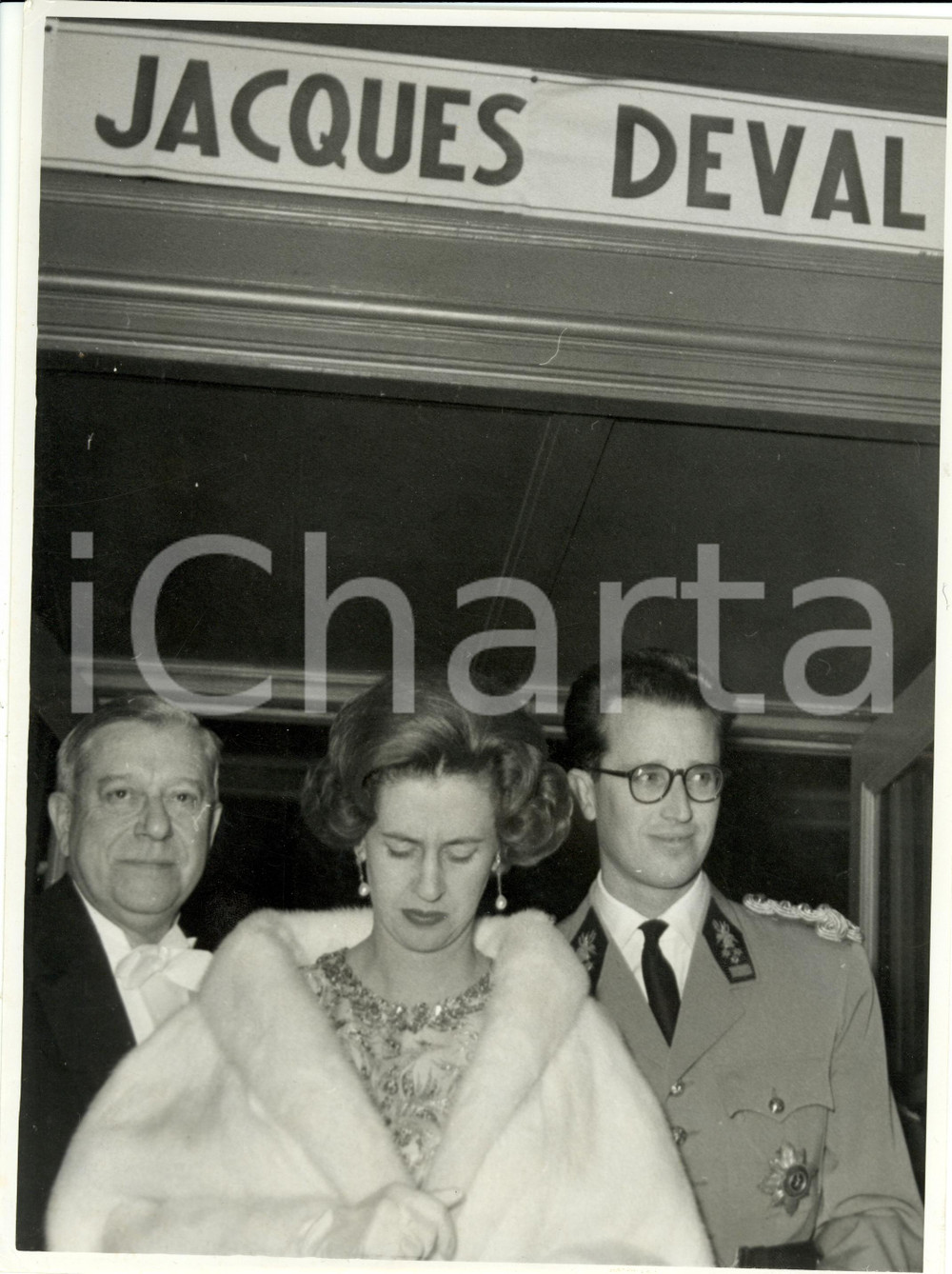 Fotografia d epoca originale 1960 ca BRUXELLES B Reine Fabiola Roi Baudouin Theatre DU PARC  JACQUES DEVAL 1