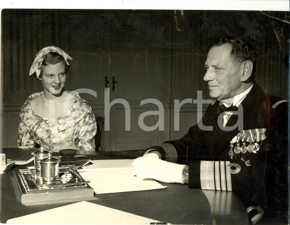 Fotografia d epoca originale 1958 DANIMARCA Re Federico IX e Principessa Margherita maggiorenne Fotografia 1