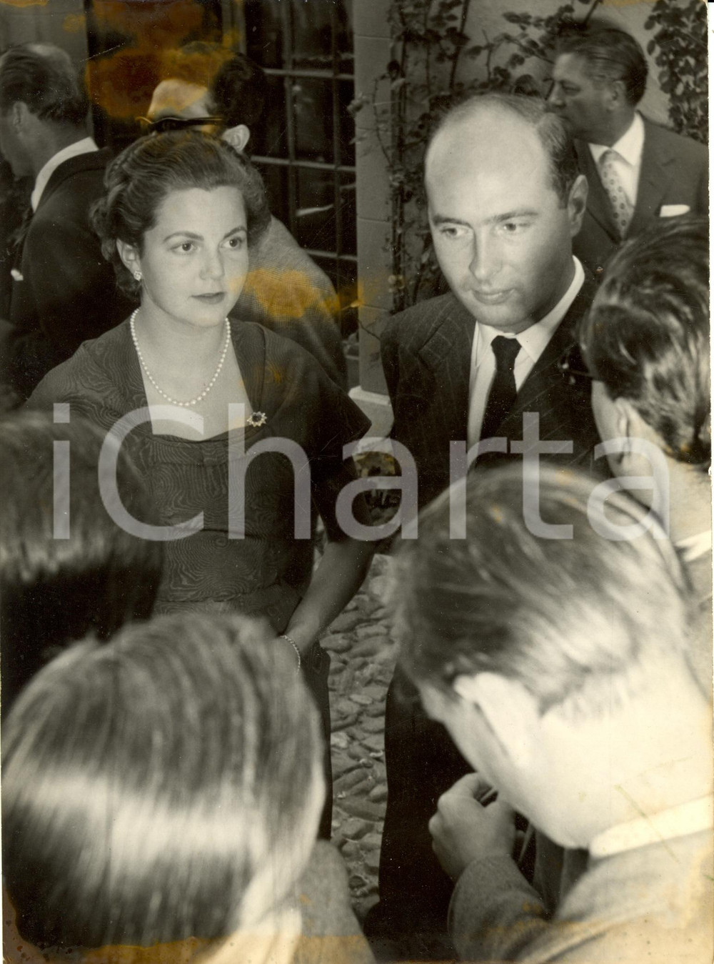 Fotografia d epoca originale 1954 GINEVRA CH Maria Pia SAVOIA e Alessandro YUGOSLAVIA  Fidanzamento Foto 1