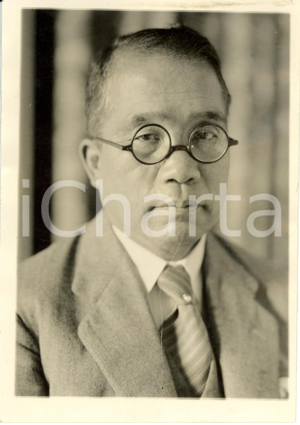 Fotografia d epoca originale 1934 BERLINO D Takahiko TOMOEDA Direttore Istituto GIAPPONESE DANNEGGIATA 1