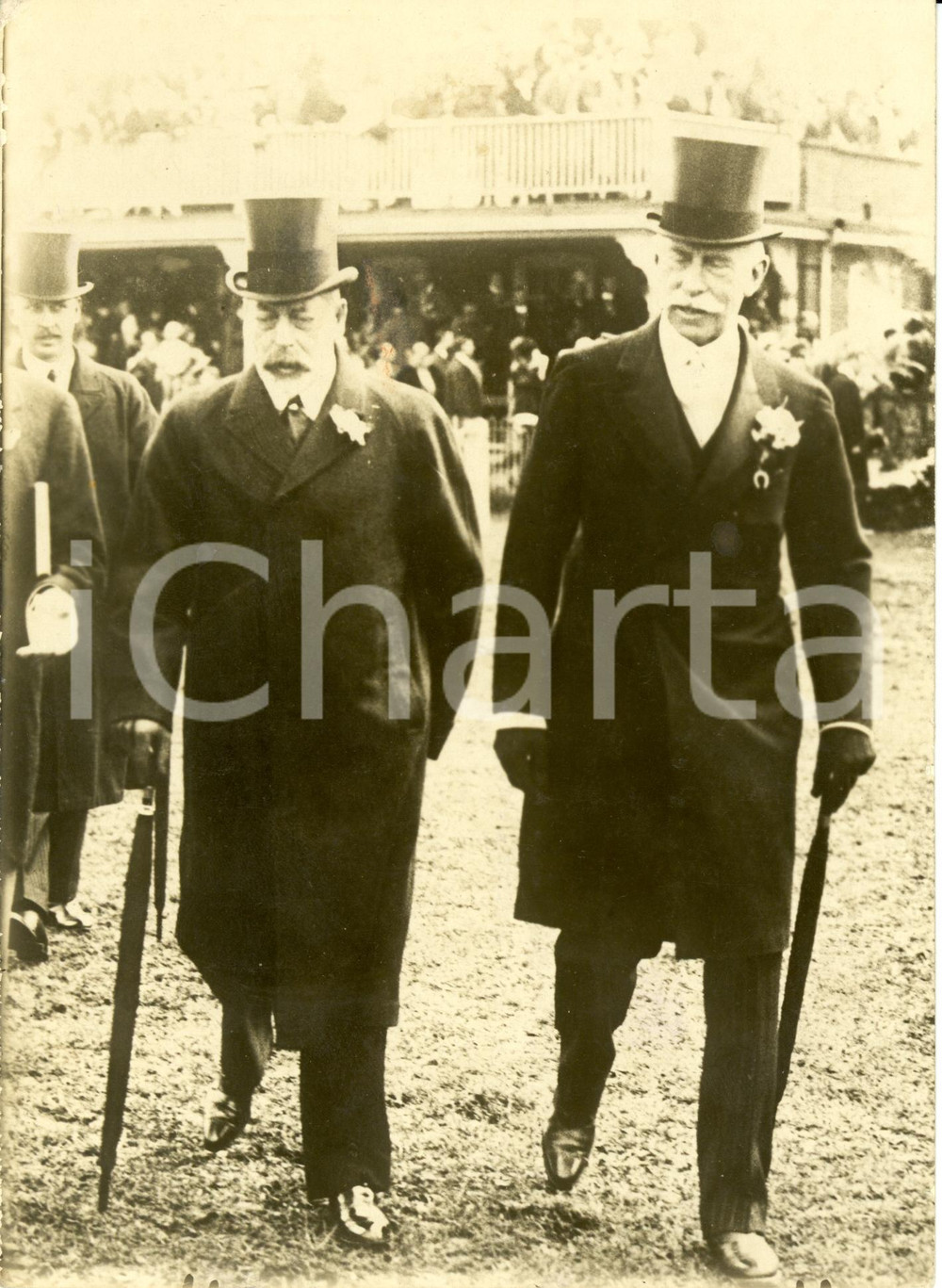 Fotografia d epoca originale 1930 ca LONDON UK King George V and Adolphus TECK Duke of CAMBRIDGE Photograph 1