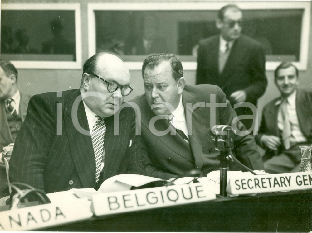 Fotografia d epoca originale 1949 PARIS Trygve LIE Segretario ONU PaulHenri SPAAK Premier BELGIO Fotografia 1