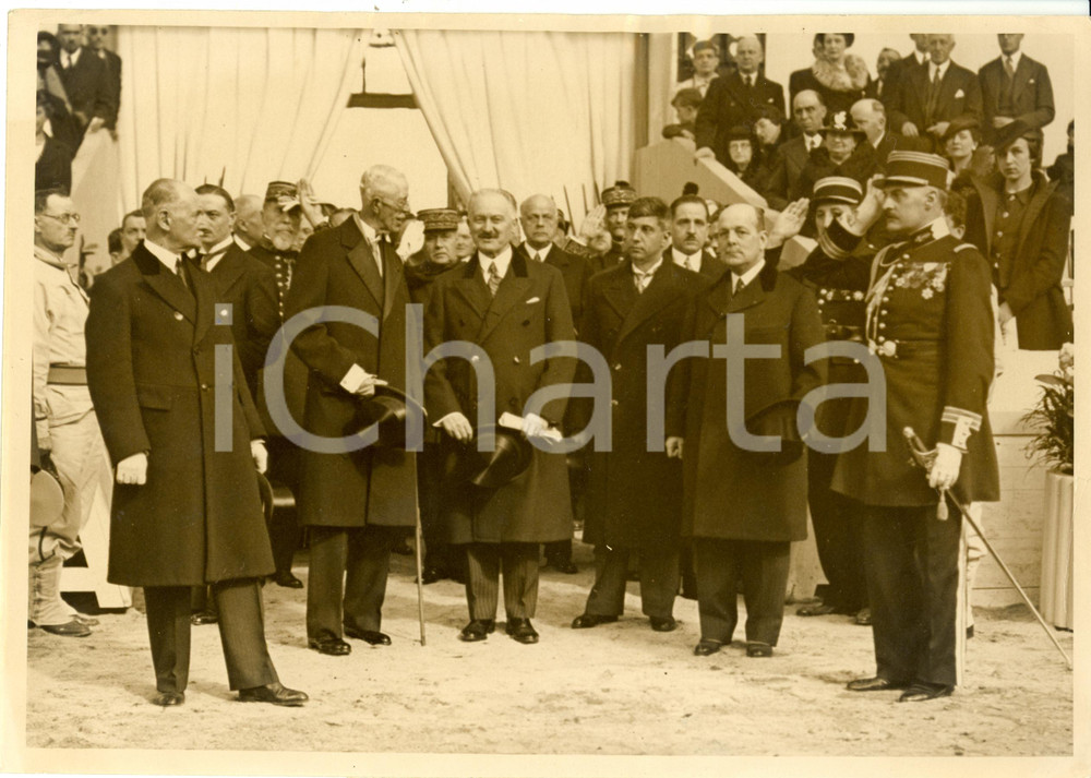 Fotografia d epoca originale 1937 PARIS F Gustavo V di SVEZIA e Albert LEBRUN al Grand Palais Fotografia 1