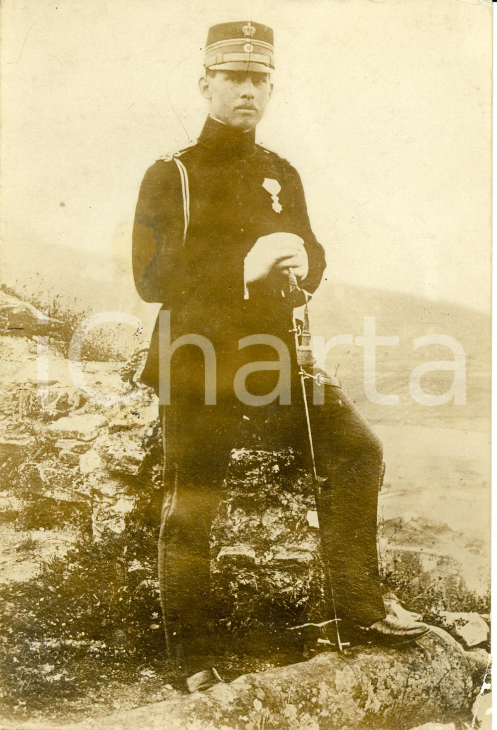 Fotografia d epoca originale 1920 ca GRECIA? Principe Giorgio fidanzato con Elisabetta di ROMANIA Fotografia 1