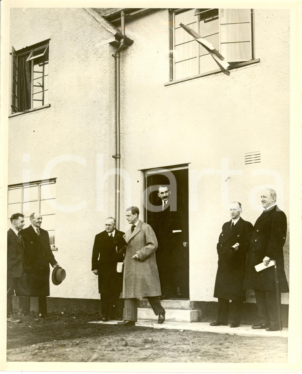 Fotografia d epoca originale 1936 UK King Edward VIII visits Welsh Settlement Society Cooperative Farm Photo 1