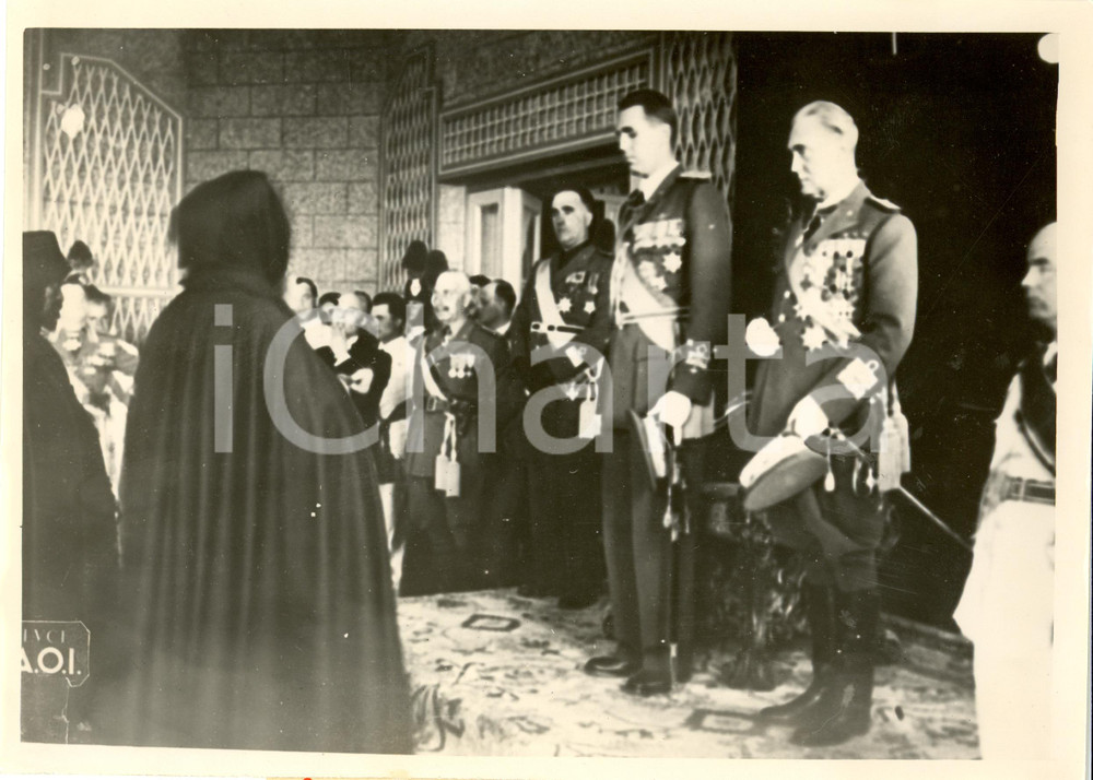 Fotografia d epoca originale 1938 ADDIS ABEBA Amedeo di SAVOIA VicerÃ© ETIOPIA ricevuto da clero copto Foto 1