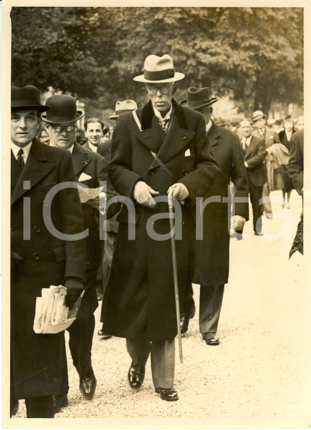 Fotografia d epoca originale 1939 PARIS Longchamp  Gustavo V di SVEZIA al PRIX GREFFUHLE Foto 1 1