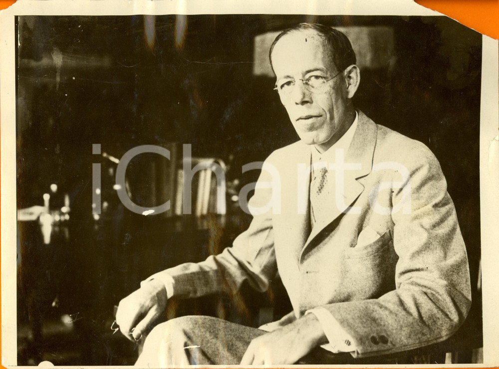 Fotografia d epoca originale 1938 NEW YORK USA John BOYD THACHER Mayor of ALBANY DAMAGED Photograph 1