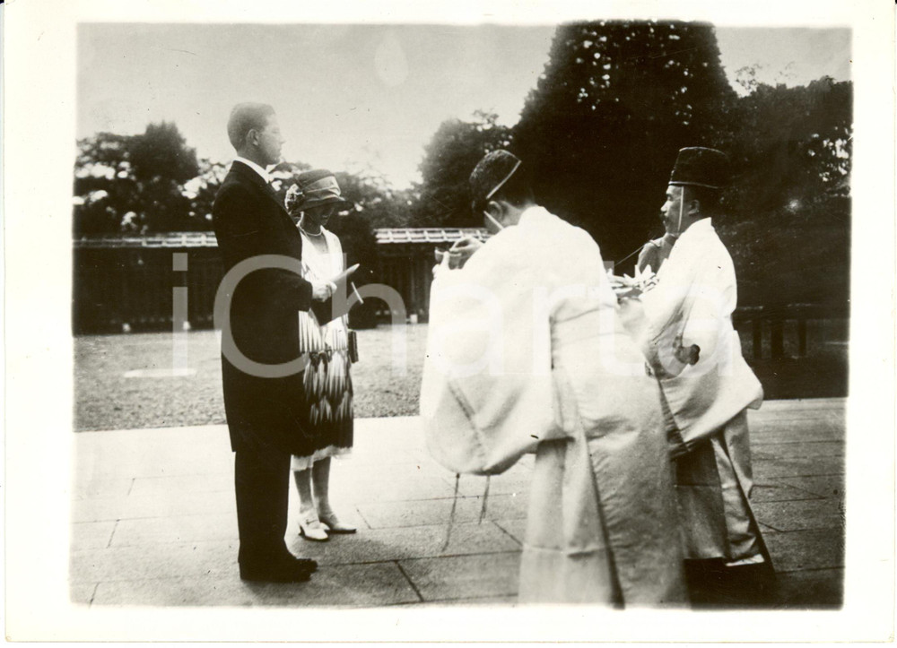 Fotografia d epoca originale 1923 GIAPPONE Principe Gustavo Adolfo di SVEZIA e Principessa Luisa MOUNTBATTEN 1