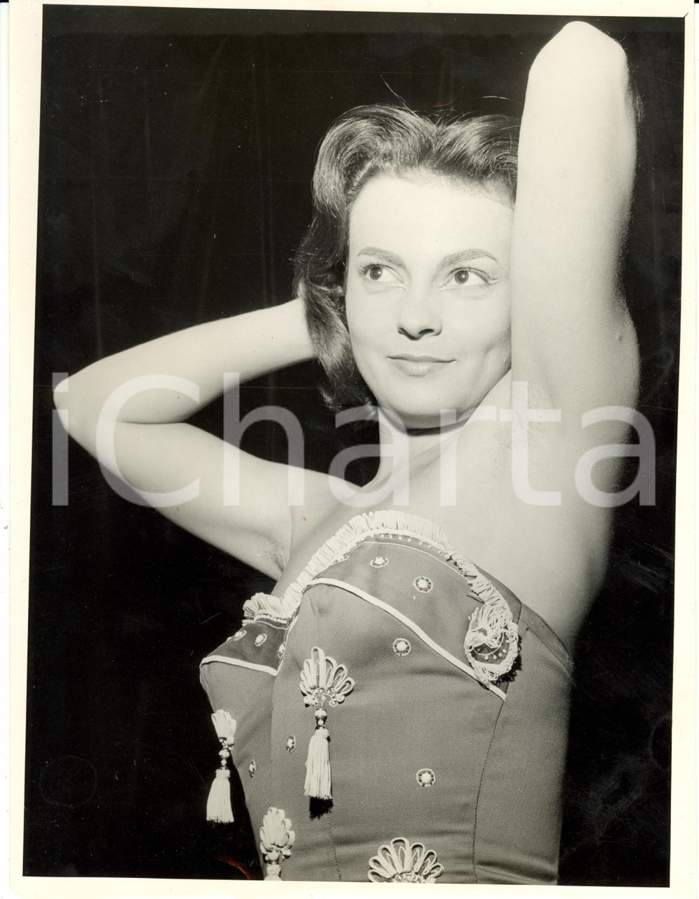 Fotografia d epoca originale 1955 ca FRANCE ? Vera TALCHI giovane attrice francese  Foto 18x24 cm 1