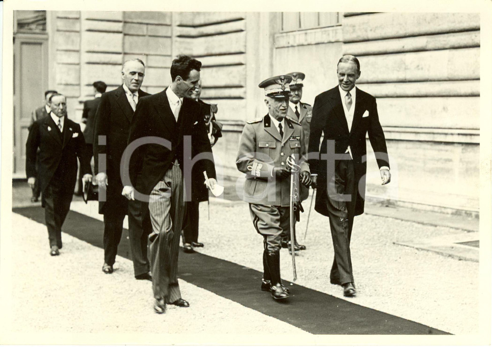Fotografia d epoca originale 1938 ROMA ACCADEMIA AMERICANA Vittorio Emanuele III William PHILLIPS John WALKER 1