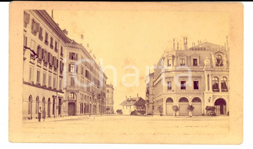 Fotografia d epoca originale 1871 BERNA CH Veduta del centro con Palazzo della Banca Foto VOLLENWEIDER 1