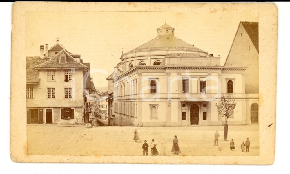 Fotografia d epoca originale 1871 SCIAFFUSA CH Veduta con l IMTHURNEUM Foto 10 x 6 cm 1