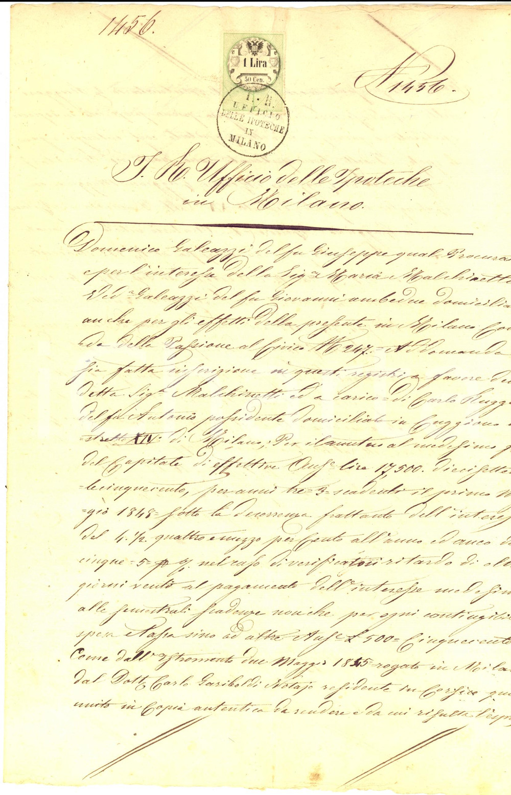 Documento originale, autentico 1855 CUGGIONO MI Beni rurali di Carlo RUGGERI albergatore Manoscritto 1