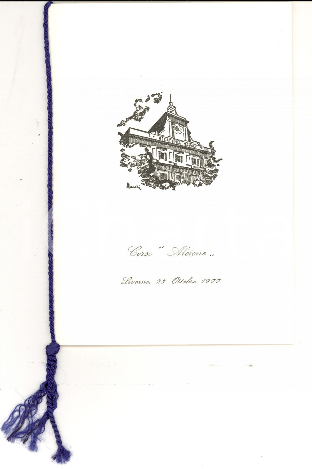 Oggetto da collezione cartaceo 1977 Accademia Navale LIVORNO Pranzo del CORSO ALCIONE MenÃ¹ 1