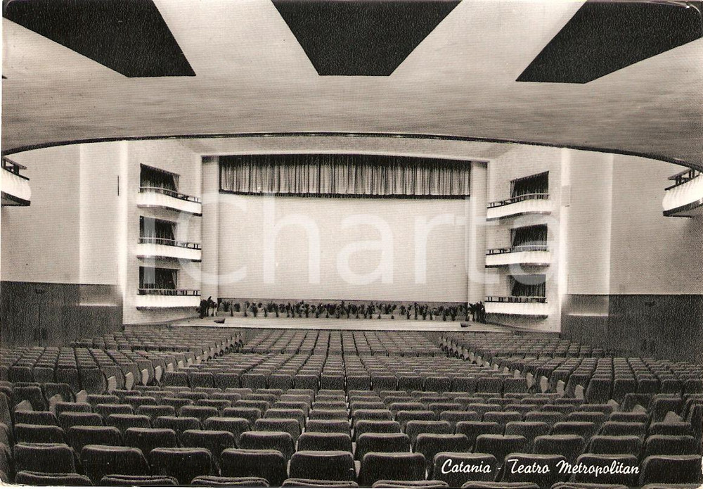 Cartolina originale da collezione 1957 CATANIA Teatro METROPOLITAN Vista dalla platea Cartolina FG VG 1