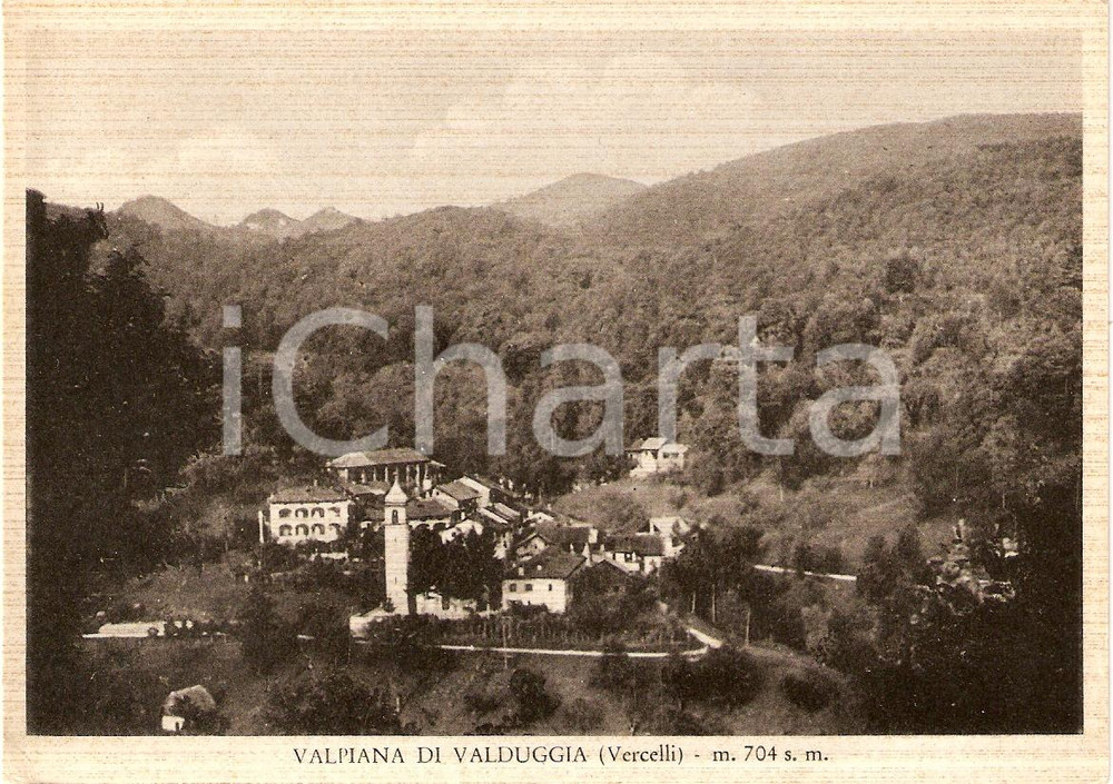 Cartolina originale da collezione 1956 VALDUGGIA VC Frazione VALPIANA Veduta aerea Cartolina FG VG 1