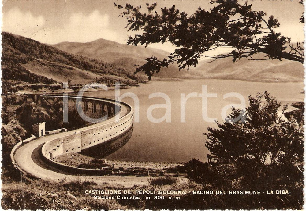 Cartolina originale da collezione 1950 CASTIGLIONE DEI PEPOLI BO Bacino del BRASIMONE Diga Cartolina FG VG 1