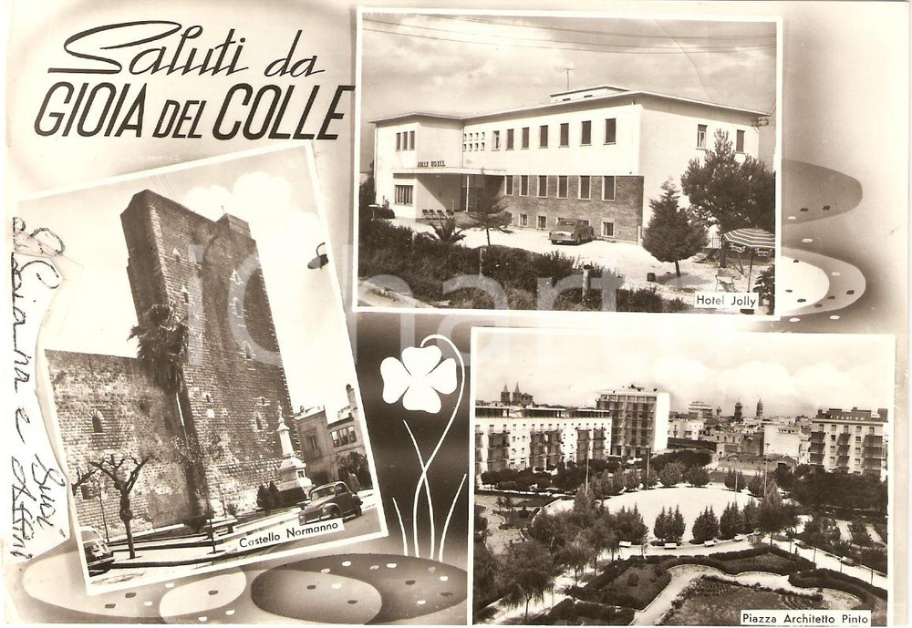 Cartolina originale da collezione 1967 GIOIA DEL COLLE BA Vedutine HOTEL JOLLY Castello NORMANNO Cartolina FG VG 1