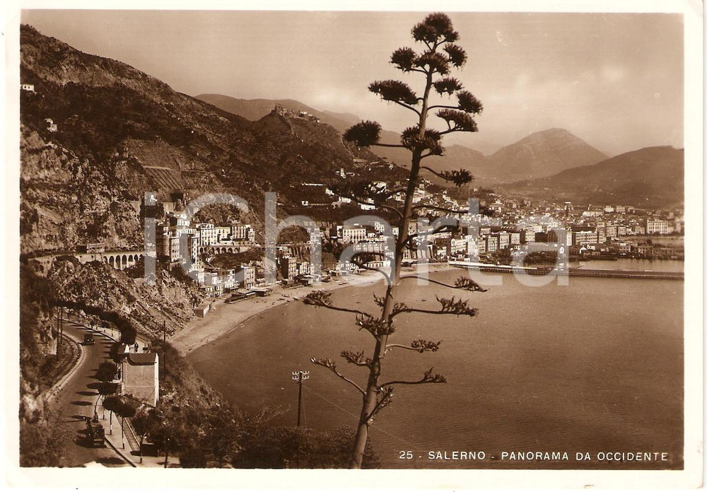 Cartolina originale da collezione 1955 circa SALERNO Panorama da occidente Cartolina FG VG 1