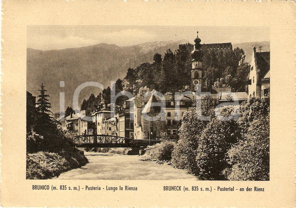 Cartolina originale da collezione 1952 BRUNICO BZ Panorama con Fiume RIENZA Val Pusteria Cartolina FG VG 1