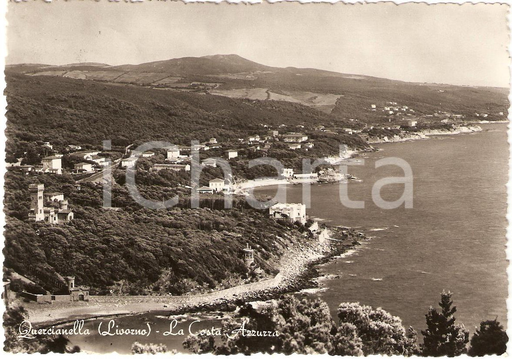 Cartolina originale da collezione 1953 QUERCIANELLA LI Panorama COSTA AZZURRA Cartolina FG VG 1