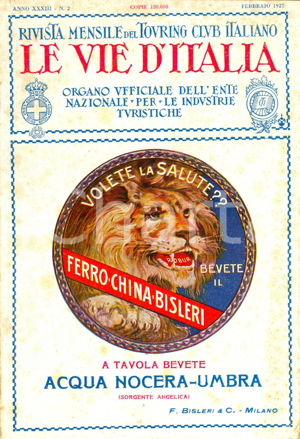 Giornale, rivista storica 1927 LE VIE D ITALIA TCI Pinacoteca STUARD di PARMA Anno XXXIII nÂ°2 BISLERI 1
