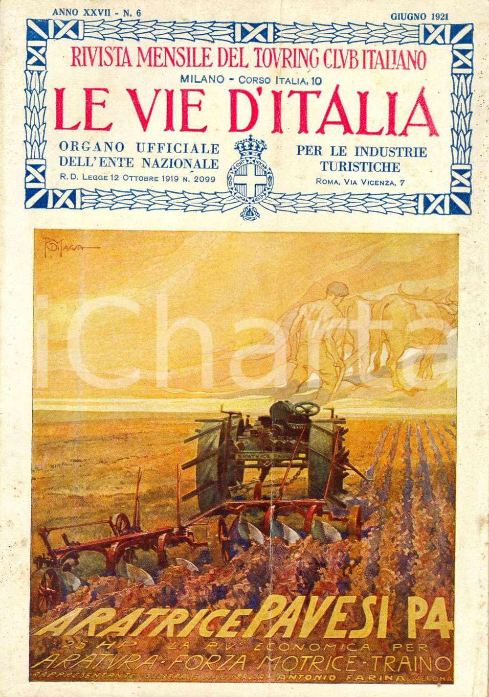 Giornale, rivista storica 1921 LE VIE D ITALIA TCI Sopra e sottoterra a POSTOINA Anno XXVII n°6 PAVESI P4 1