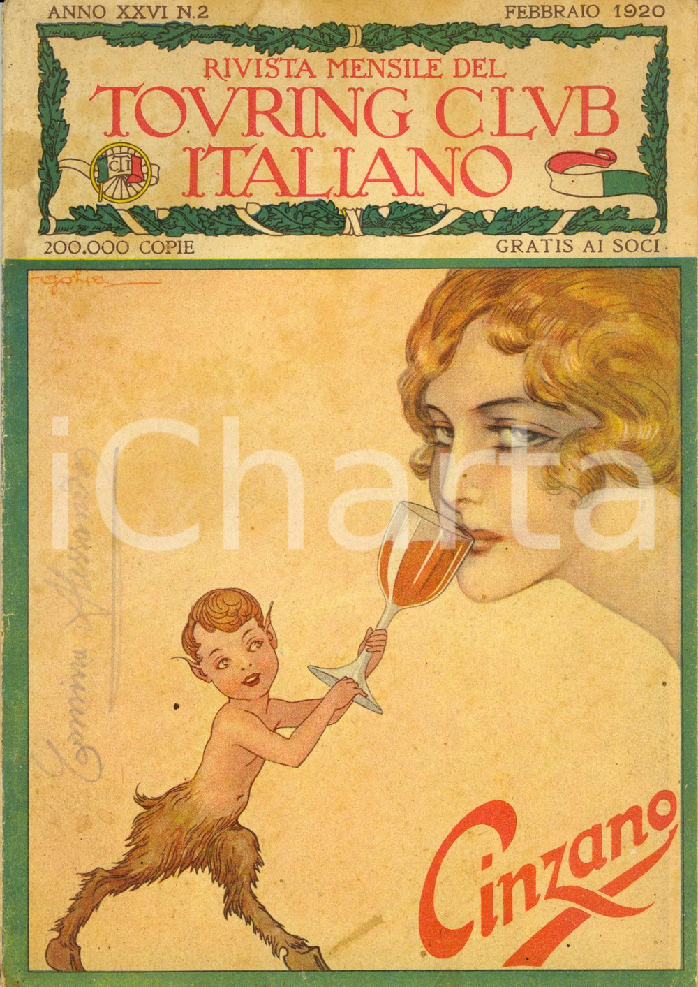 Giornale, rivista storica 1920 TOURING CLUB ITALIANO Coperte per i buoi romagnoli Anno XXVI nÂ° 2 CINZANO 1
