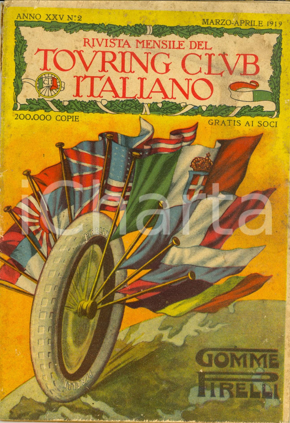 Giornale, rivista storica 1919 TOURING CLUB ITALIANO Il paese di Vignola Rivista anno XXV n°2 PIRELLI 1