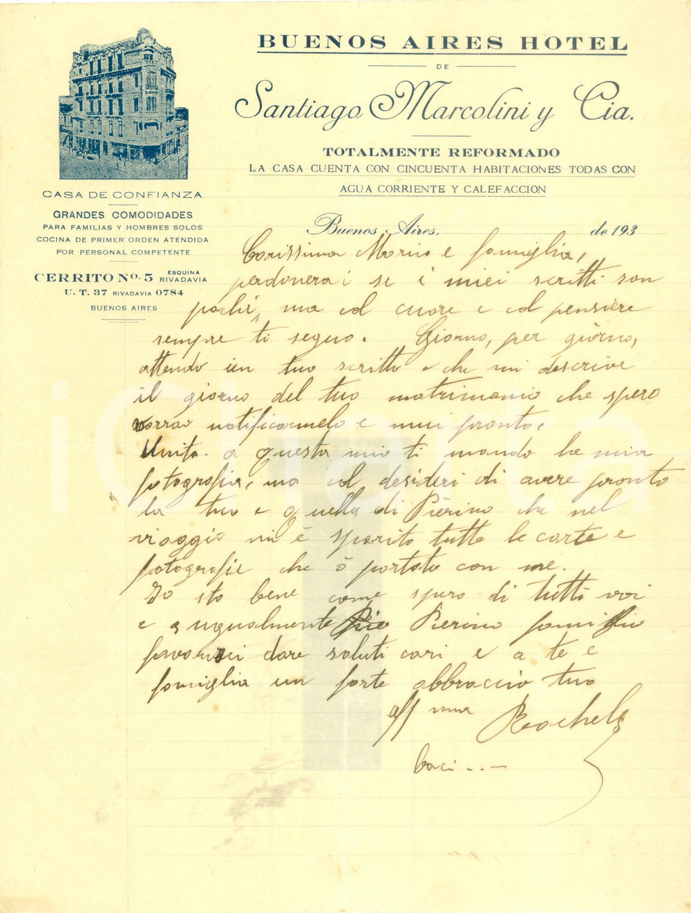 Materiale pubblicitario d’epoca 1930 ca BUENOS AIRES ARGENTINA Santiago MARCOLINI y C.ia Casa de confianza 1