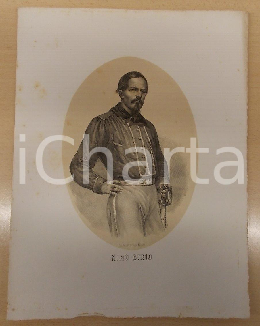 Stampa, bozzetto originale 1861 GUERRA D ITALIA Nino BIXIO Stampa F.lli TERZAGHI 1